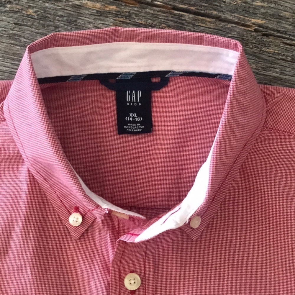 Gap Kids Mini-Check Oxford Button Down Shirt XXL - Picture 2 of 9